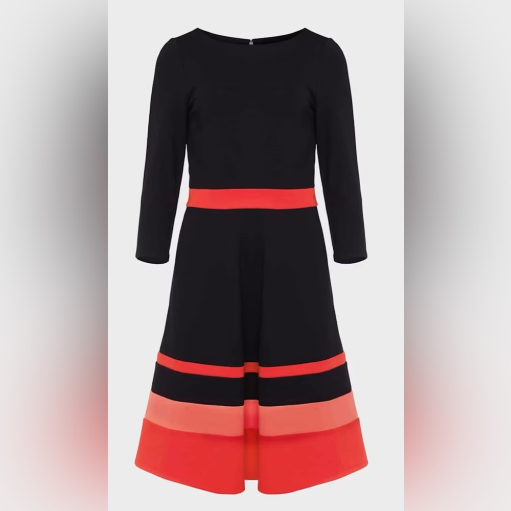 Bloomingdale’s HOBBS London Jaymie Ponte Dress, navy red, size 12. Like new.